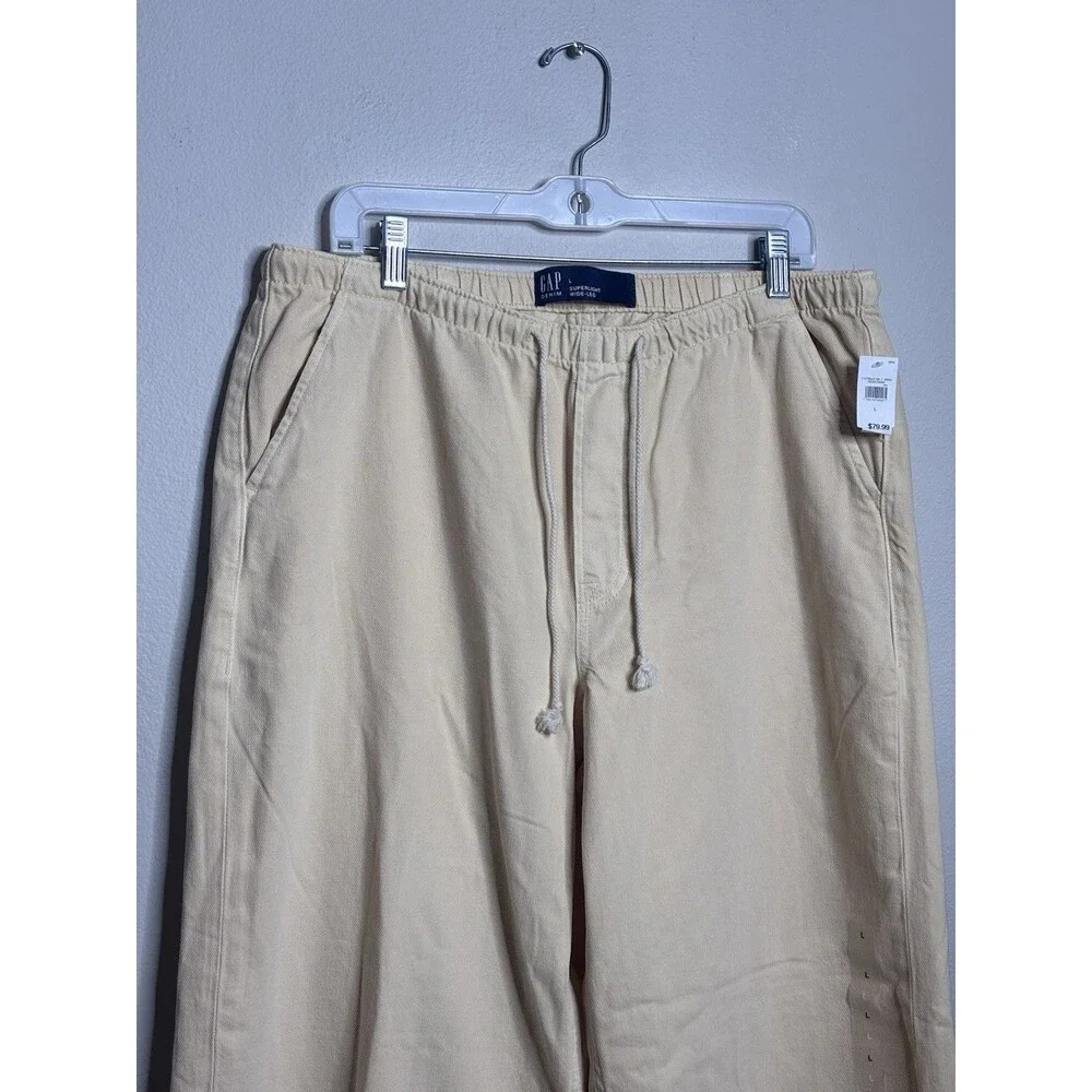 NWT GAP Superlight Wide-Leg Drawstring Pants Butter Yellow Size Large